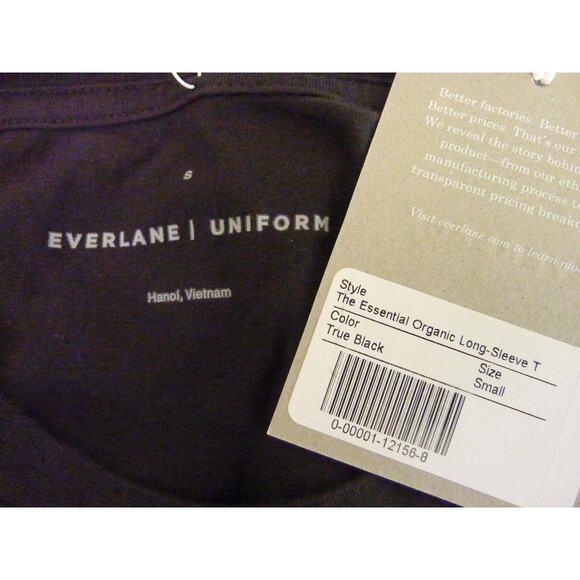 NWT Everlane Uniform Long Sleeve in Black T Shirt Small - Picture 6 of 7
